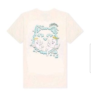 RIPNDIP Unisex Cream In The Clouds Angel Cat Skate Streetwear Crew Neck Tee M